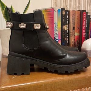 Black Boot with Rhinestones